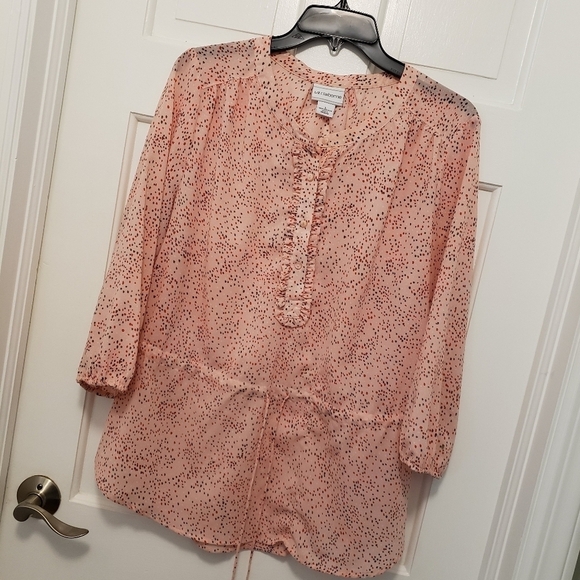 Liz Claiborne Peach Colored Speckled Blouse Size Large, classic - Picture 7 of 8